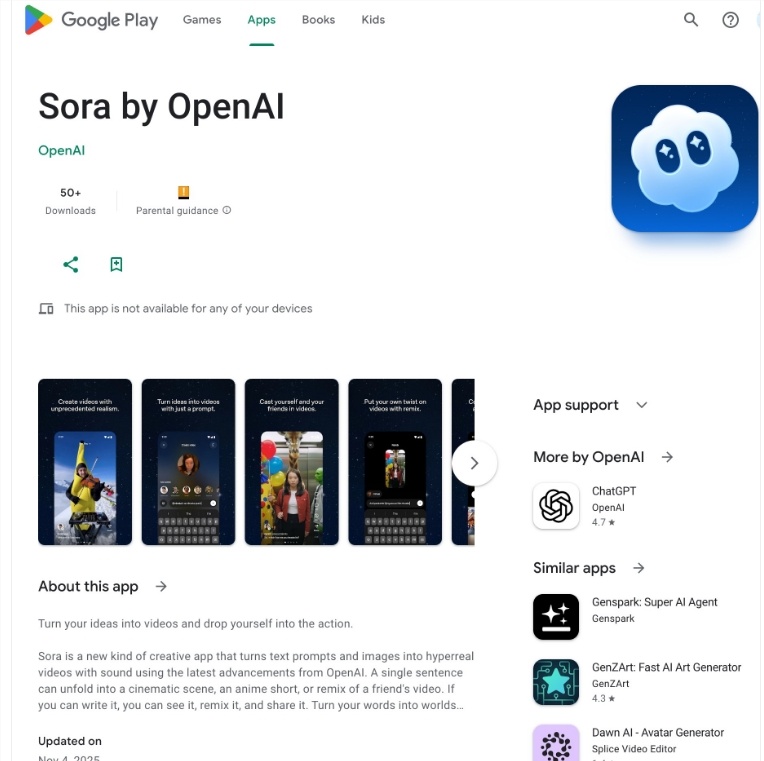 OpenAI Sora 安卓版下载链接公开!AI 视频创作正式登陆 Google Play 商店-爱智特agent,一站式企业智能体推荐平台,扣子企业智能体,扣子工作流免费复制下载
