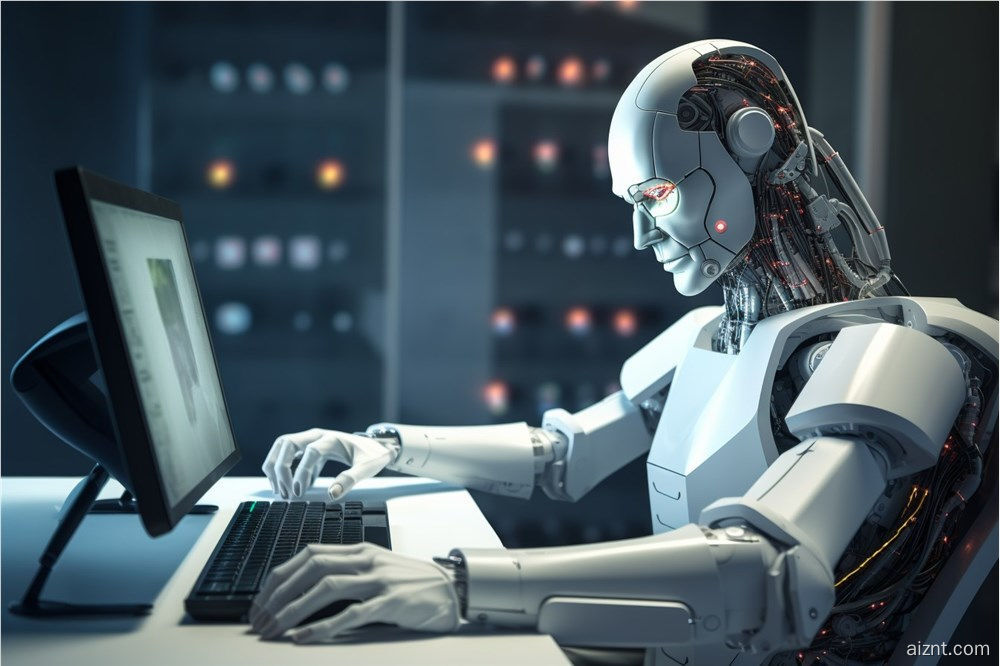 机器人在办公室打字