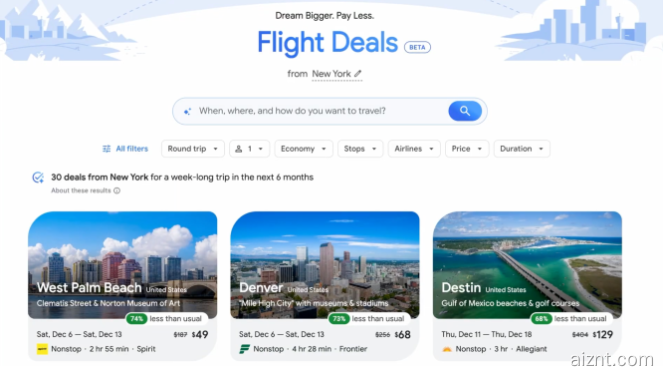 谷歌全球上线 AI“航班优惠”，升级旅行搜索体验-爱智特agent,一站式企业智能体推荐平台,扣子企业智能体,扣子工作流免费复制下载
