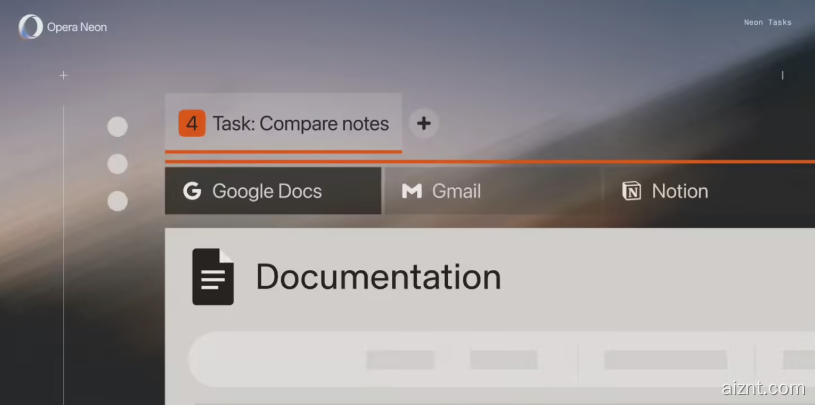 Opera Neon 全面升级：1分钟搞定研报 + Gemini3一键切换 + Google Docs 秒出正文-爱智特agent,一站式企业智能体推荐平台,扣子企业智能体,扣子工作流免费复制下载
