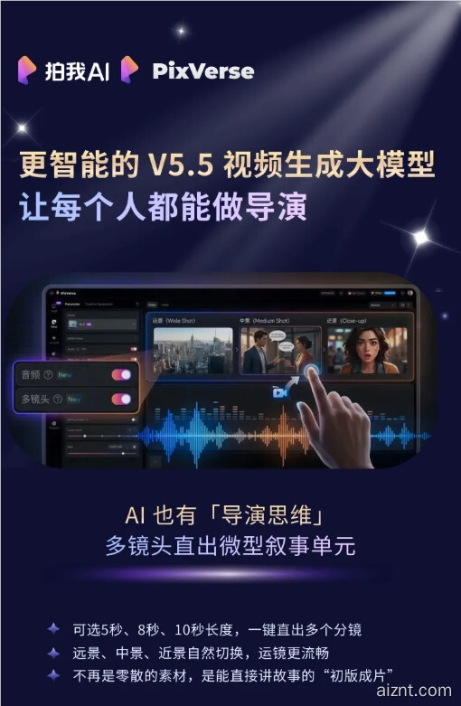 PixVerse V5.5 上线：一键生成「导演级」音画同步视频-爱智特agent,一站式企业智能体推荐平台,扣子企业智能体,扣子工作流免费复制下载