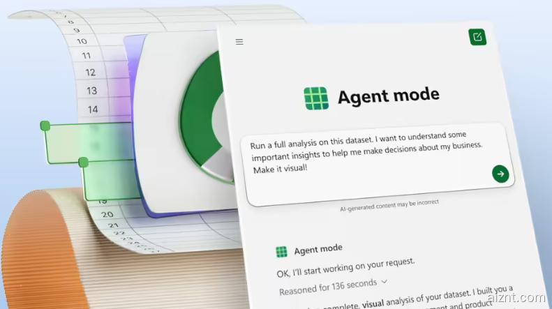 微软 Excel 网页版上线全新“智能体模式”,AI 加速高效数据处理-爱智特agent,一站式企业智能体推荐平台,扣子企业智能体,扣子工作流免费复制下载