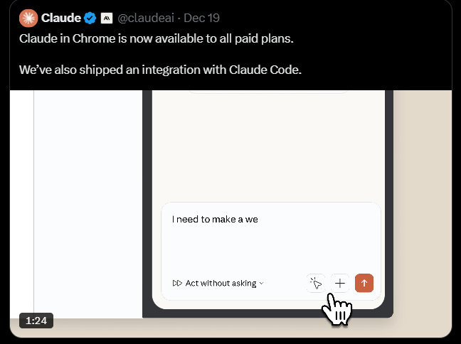 Claude Chrome插件现已全面开放！付费用户一键解锁AI浏览器助手-爱智特agent,一站式企业智能体推荐平台,扣子企业智能体,扣子工作流免费复制下载