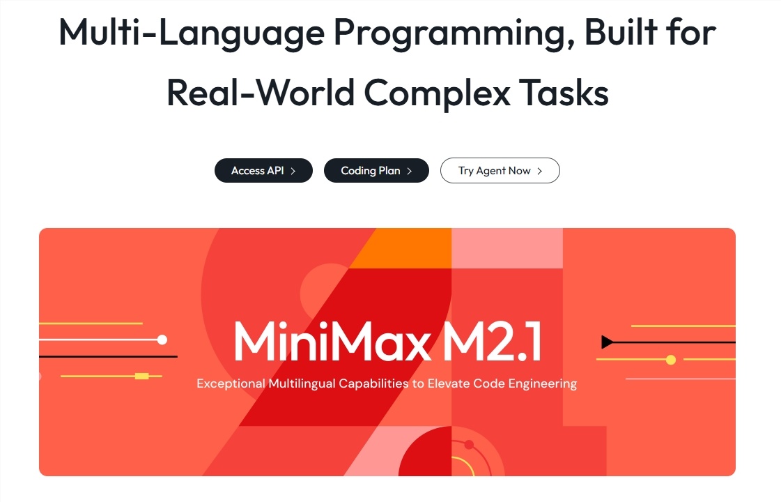 MiniMax M2.1重磅开源！100亿激活参数代码模型坐稳SOTA，多语言编程全面超越Gemini 3 Pro与Claude 4.5-爱智特agent,一站式企业智能体推荐平台,扣子企业智能体,扣子工作流免费复制下载