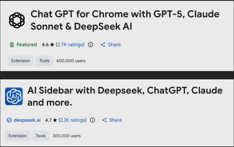 超90万次安装受影响：两款恶意 Chrome 扩展正窃取你的 AI 聊天内容-爱智特agent,一站式企业智能体推荐平台,扣子企业智能体,扣子工作流免费复制下载