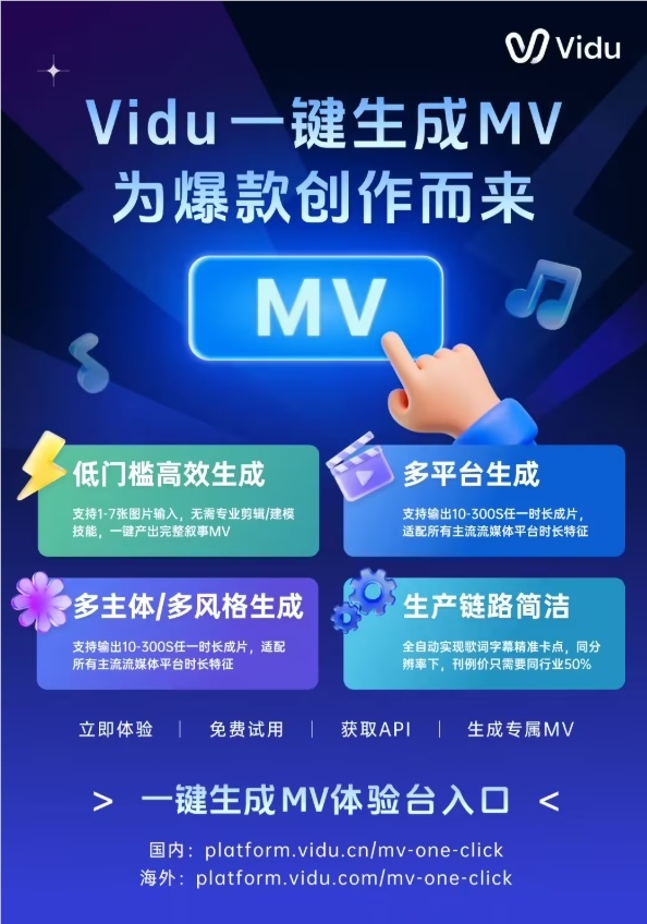Vidu 上线 AI 一键生成 MV，打造分钟级“虚拟制片厂”-爱智特agent,一站式企业智能体推荐平台,扣子企业智能体,扣子工作流免费复制下载