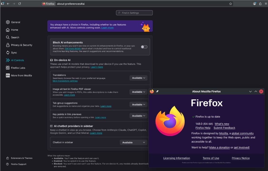拒绝被 AI 绑架：Firefox 148 正式版上线，一键关停所有内置 AI-爱智特agent,一站式企业智能体推荐平台,扣子企业智能体,扣子工作流免费复制下载