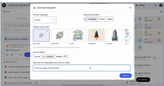 Google NotebookLM 上线信息图自定义样式功能-爱智特agent,一站式企业智能体推荐平台,扣子企业智能体,扣子工作流免费复制下载