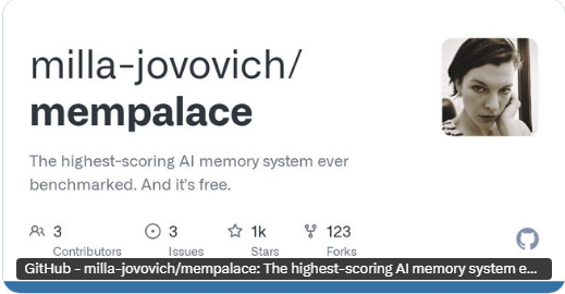《生化危机》“爱丽丝”米拉·乔沃维奇开源AI记忆系统MemPalace，拿下行业基准首个满分-爱智特agent,一站式企业智能体推荐平台,扣子企业智能体,扣子工作流免费复制下载