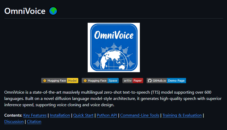 小米重磅开源 OmniVoice：支持600+语言零样本语音克隆TTS，中文WER 仅0.84%、合成比实时快40倍，小语种轻松复刻-爱智特agent,一站式企业智能体推荐平台,扣子企业智能体,扣子工作流免费复制下载