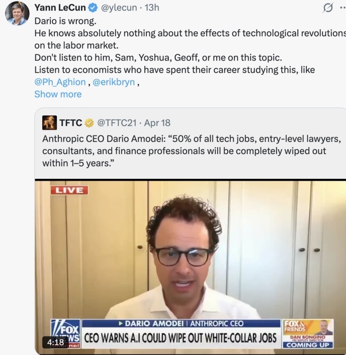 杨立昆硬刚 Anthropic CEO：别被那个卖产品的忽悠了-爱智特agent,一站式企业智能体推荐平台,扣子企业智能体,扣子工作流免费复制下载