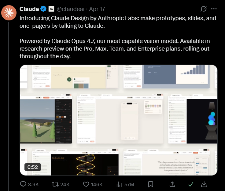 Claude 发布 Claude Design：一句话生成交互原型、PPT与营销物料，还可一键打包给 Claude Code 开发-爱智特agent,一站式企业智能体推荐平台,扣子企业智能体,扣子工作流免费复制下载